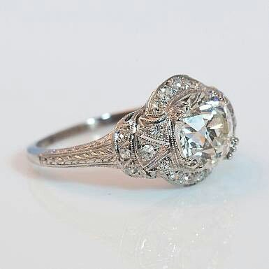 Vintage krystal-sølvring