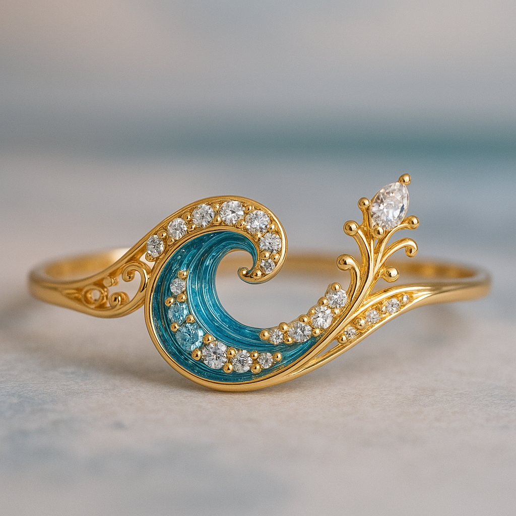 Ocean Wave-ring med strålende krystal