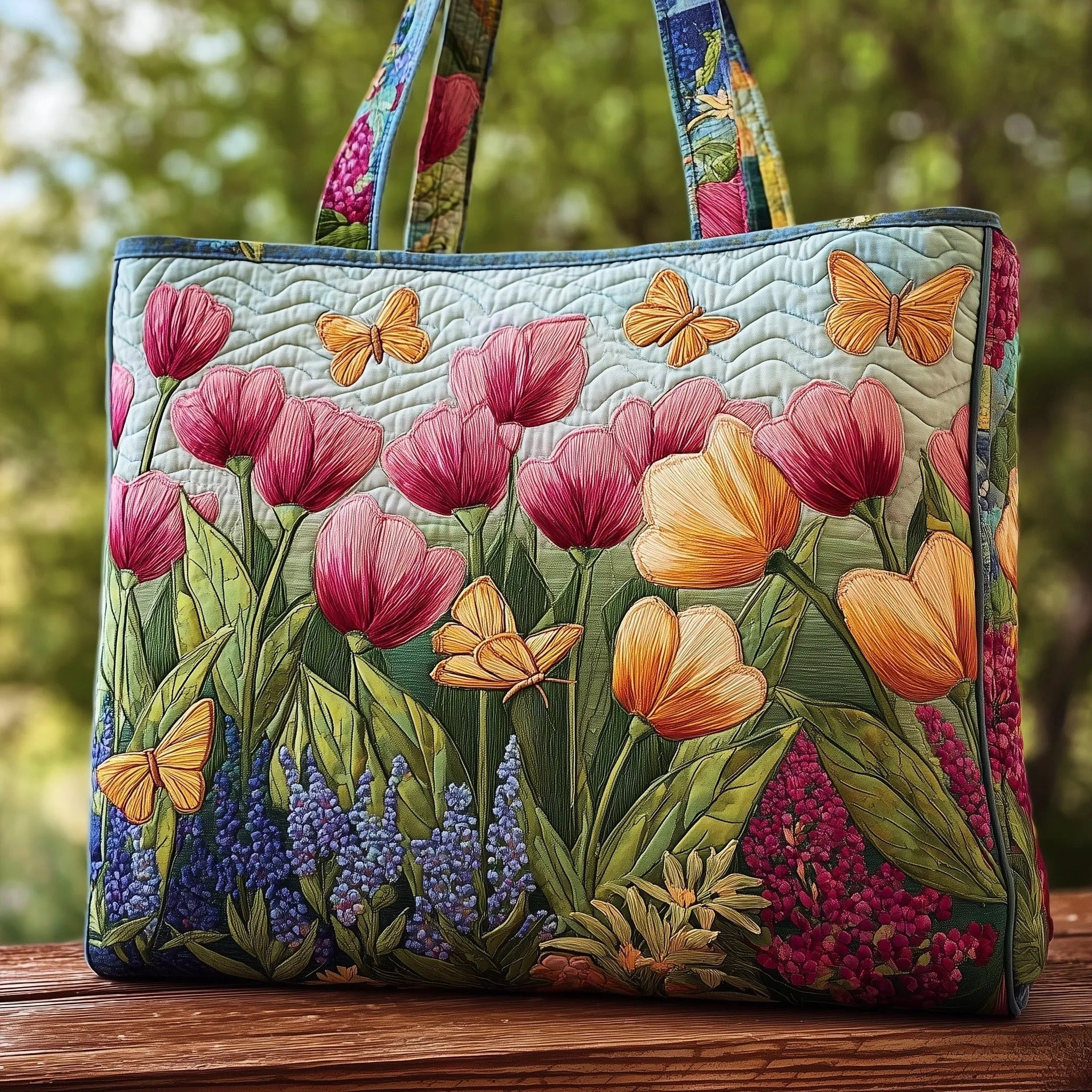HÅNDLAVET TASKE - TULIPANER