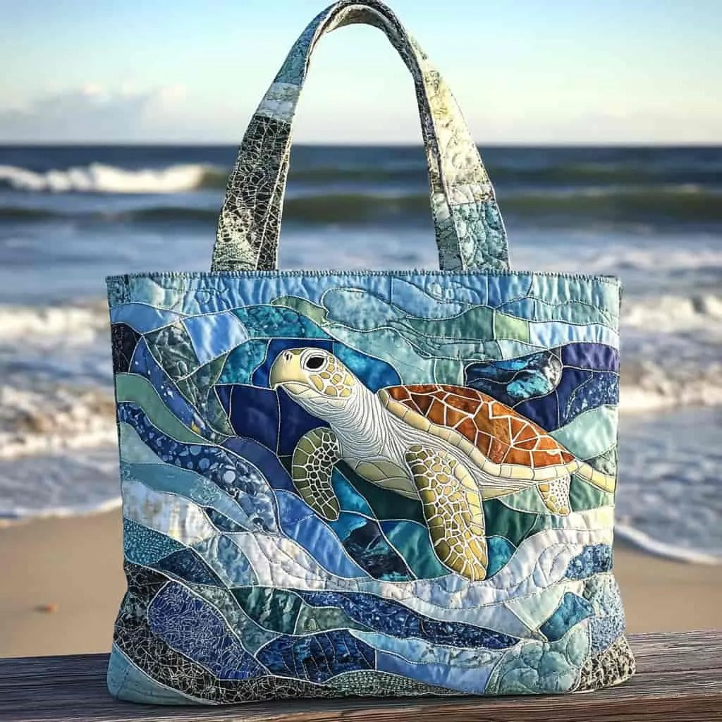 HÅNDLAVET TASKE - SKILDPADDE I HAVET