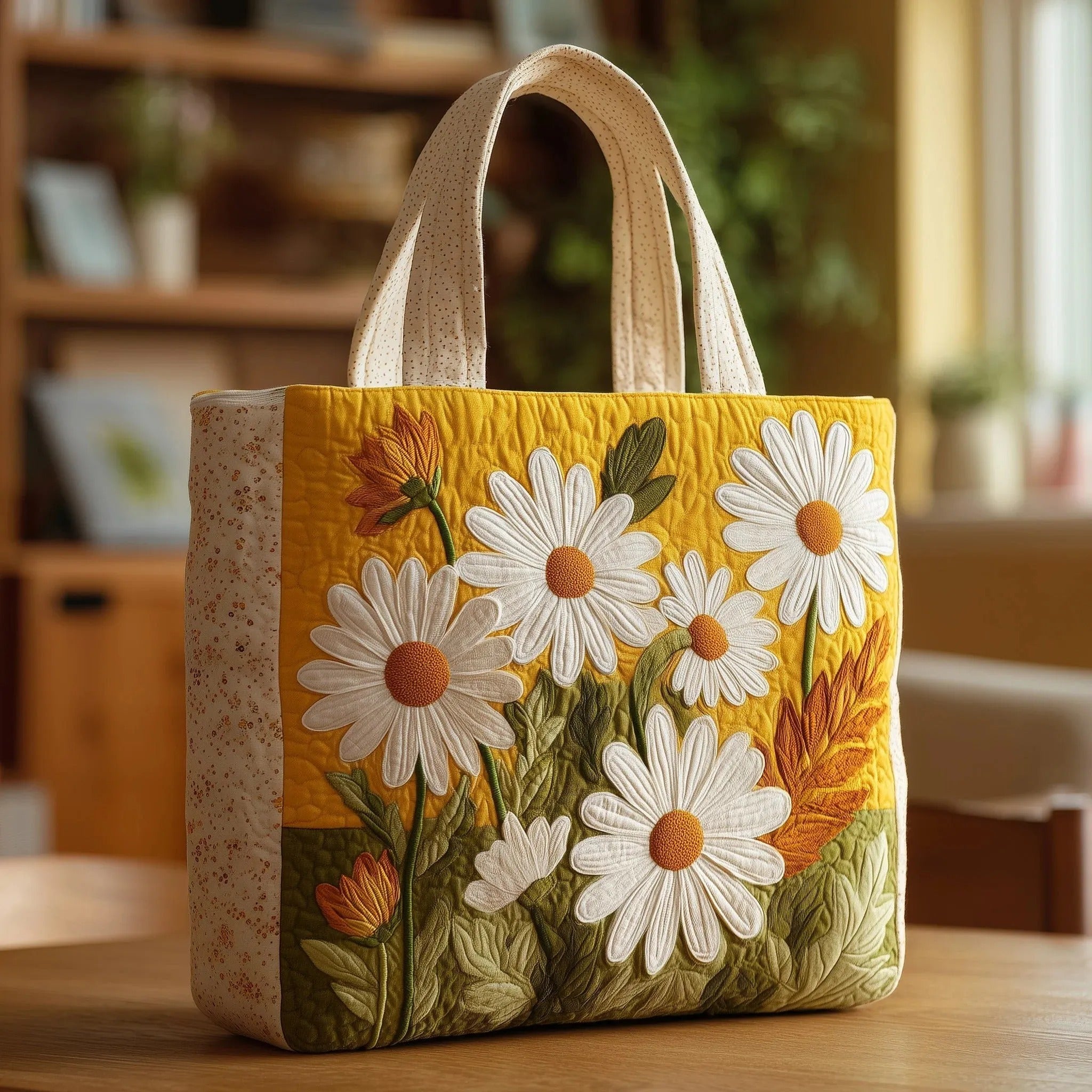 HÅNDLAVET TASKE - SOL OG BLOMSTER