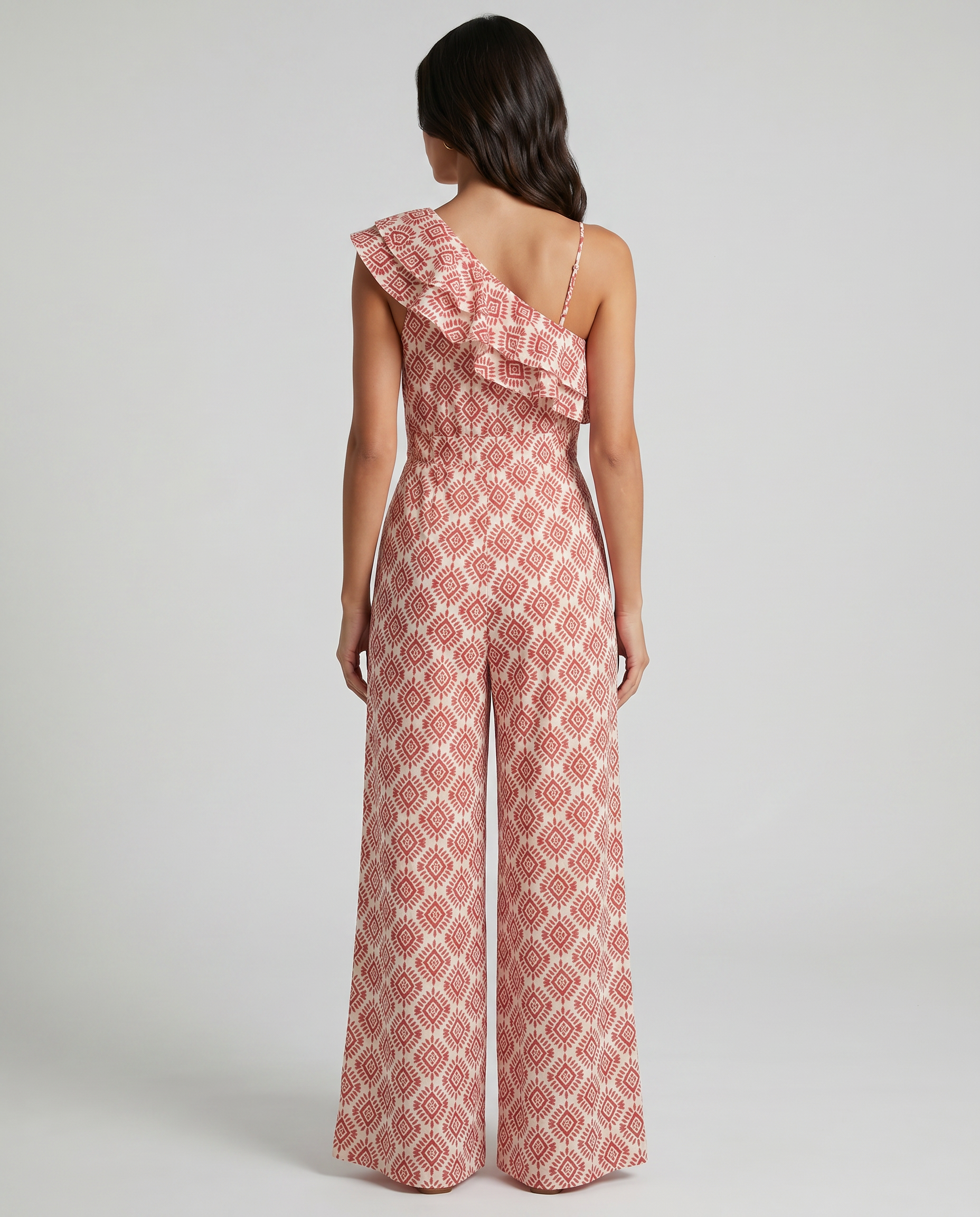 Jimena | Lang jumpsuit med geometrisk forårsmønster