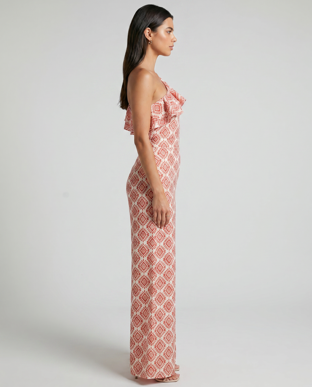 Jimena | Lang jumpsuit med geometrisk forårsmønster