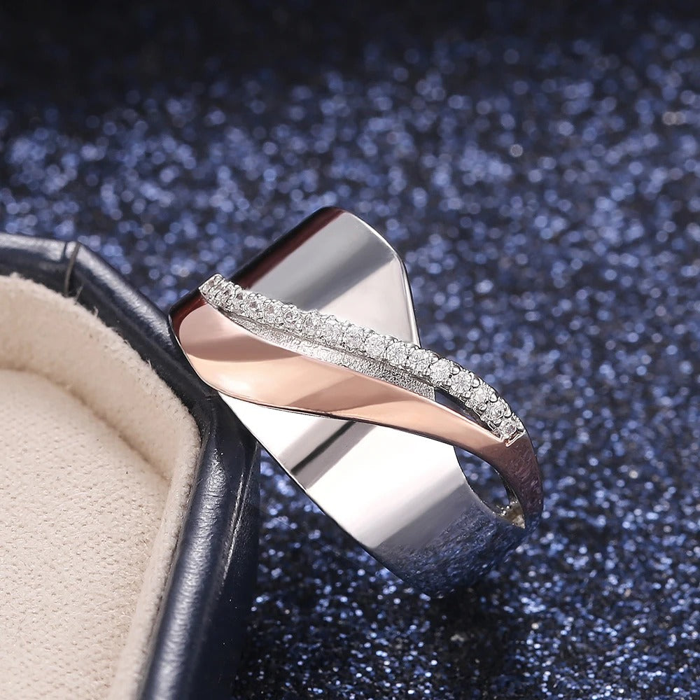 Anillo de Plata y Oro Rosa Bicolor