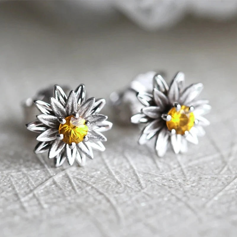 Vintage sølvøreringe med blomstervedhæng