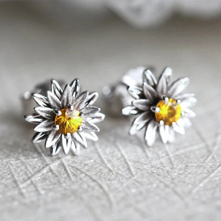 Vintage sølvøreringe med blomstervedhæng