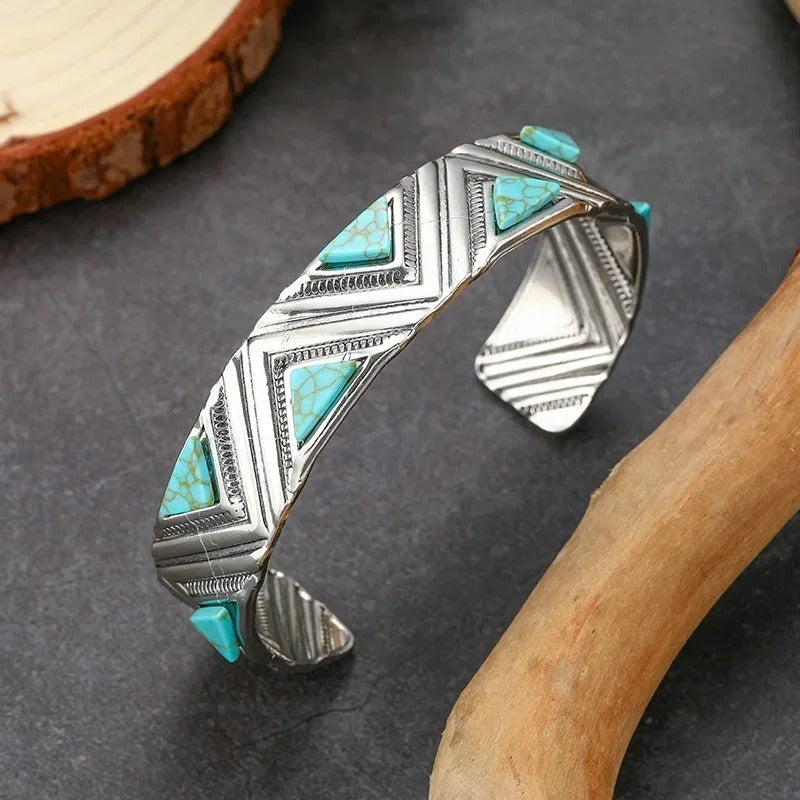 Vintage boheme tribal-armbånd med turkis